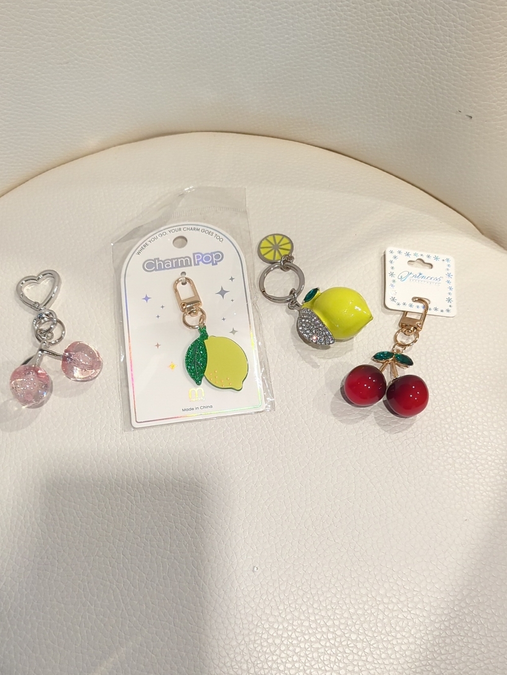 Yellow Lemon And Cherries Key & Card Holder Charms